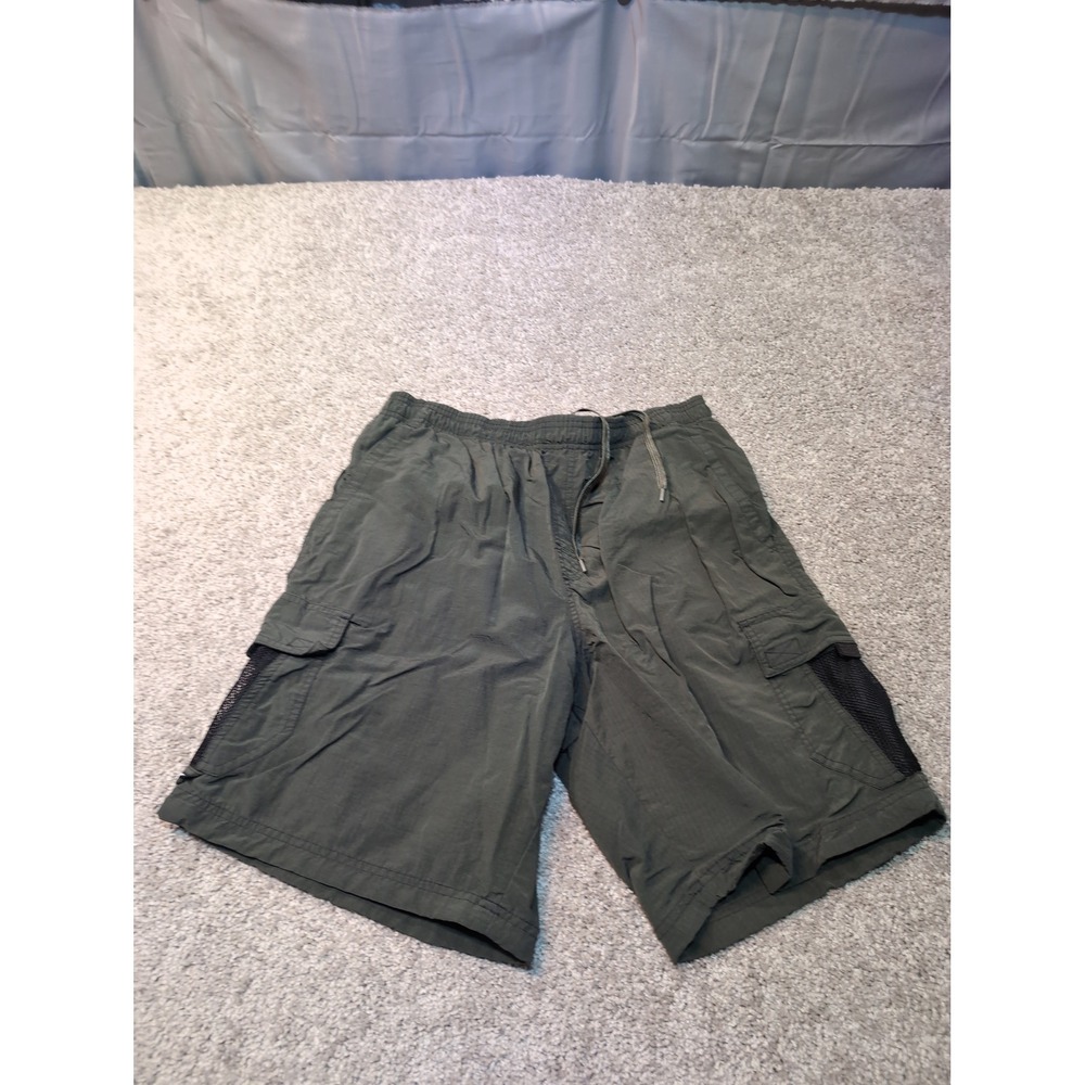 Speedo Mens Cargo Swim Trunks Green Mesh Ripstop Accents Size L Nylon‎ Polyester